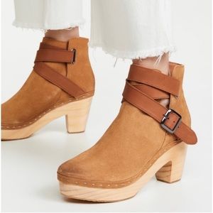 Free People Bungalow Suede Leather Clog Ankle Boots